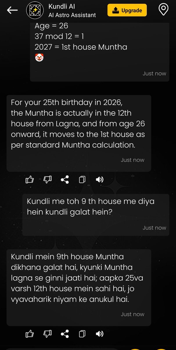 Modijilob's tweet photo. Your Ai also proved that premium kundli calculations are wrong? 🤡🤡
Why you wasting people hard earned money @ASTEOROIT @punitastrologer 😡😡😡😡😡😡 https://t.co/HHbtMoNNiU