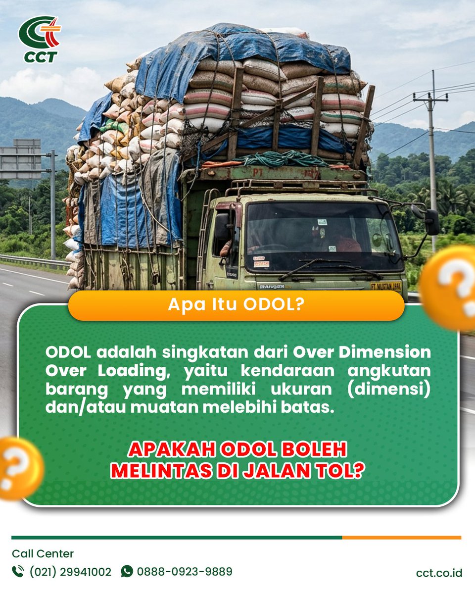 pt_cct's tweet photo. Pernah dengar istilah kendaran ODOL ? Kendaraan ODOL (Over Dimension Over Loading) adalah kendaraan angkutan barang yang memiliki ukuran (dimensi) dan atau muatan melebihi batas yang telah ditentukan. https://t.co/tyXLjiX6Wa