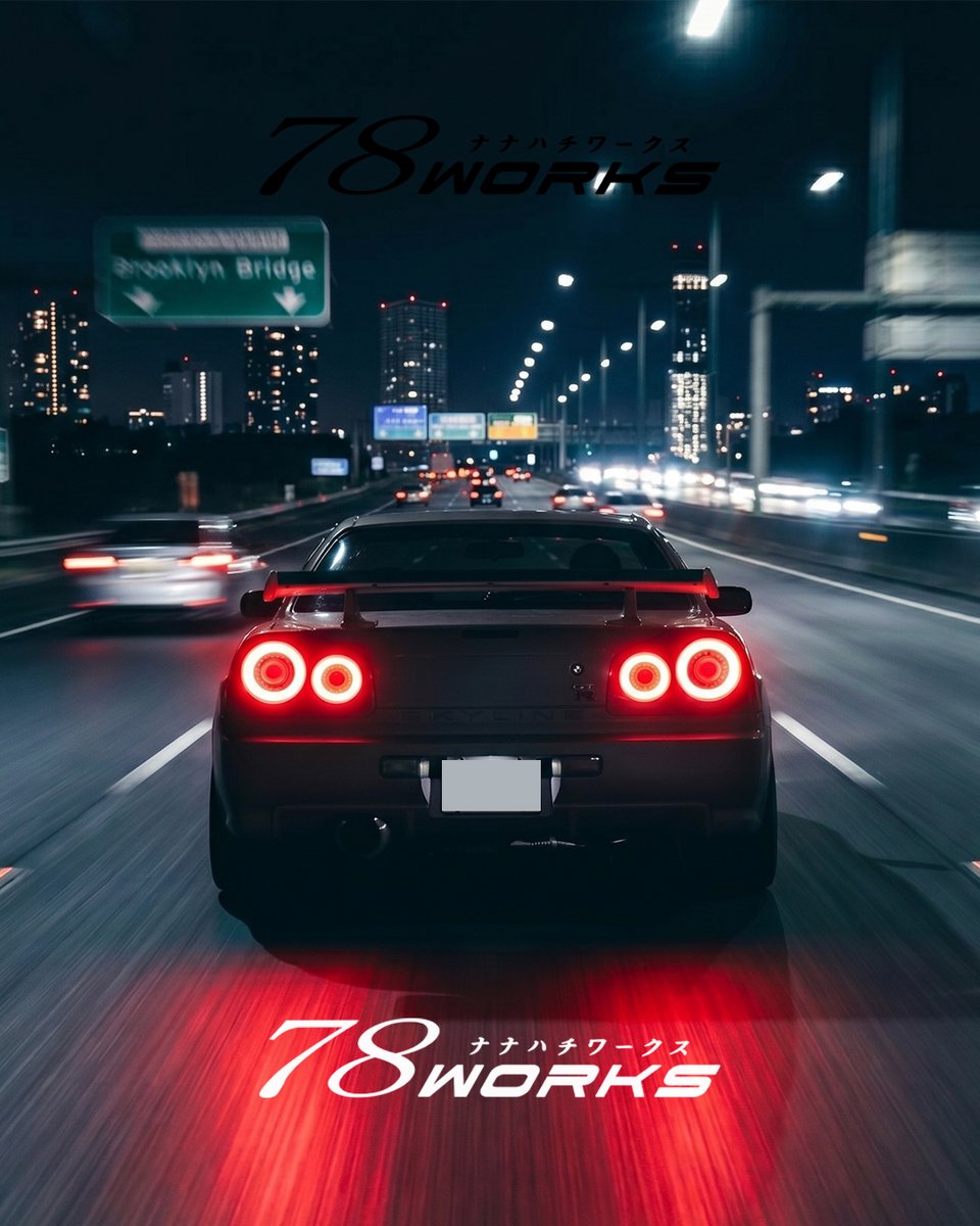 78_works's tweet photo. 「R34のテールを78WORKSのファイバーLEDテールに換えたけど、夜の雰囲気が最高すぎる…。」

そんな英語のメッセージとともに海外オーナーからお写真頂きました！
ありがとうございます😊

純正の良さを残しつつ、今っぽく光る４連リングがたまらないテールランプです✨

#R34 #スカイライン #78WORKS https://t.co/ev7m7bdsXA