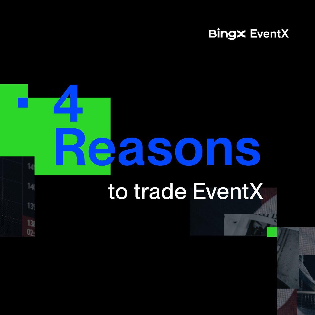 BingXOfficial's tweet photo. From headlines to real positions.  
Believe It. Trade It.

🔹 Up to 10x leverage  
🔹 Zero fees for a limited time  

Welcome to #EventX ⤵️