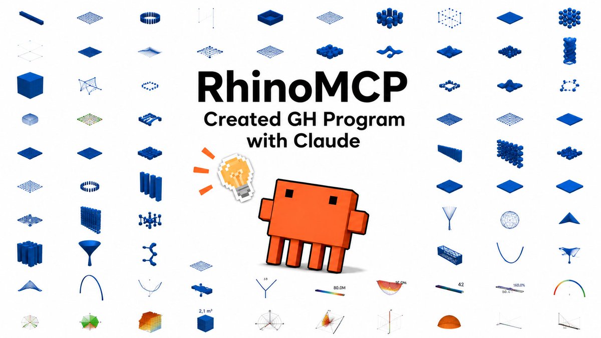 allelishi's tweet photo. RhinoMCP × Claude Code 実践ガイド、リリースしました。
AIでRhino / Grasshopperを動かす、入門〜環境解析
Claudeが作ったGrasshopper定義ファイル5本も同梱。

ローンチ価格 ¥800（〜2026/05/23）
通常 ¥1,000

▼ Booth で販売中
https://t.co/kKYB08WEH0

#RhinoMCP #ClaudeCode #Grasshopper https://t.co/UW2iD5dffl