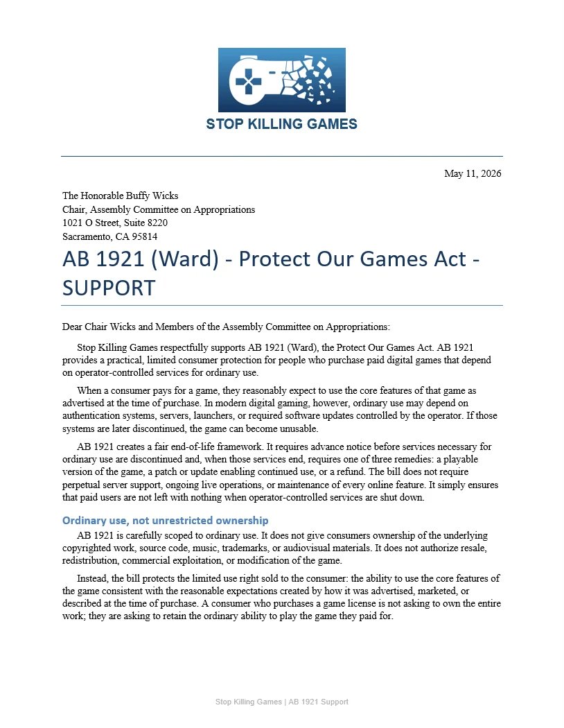 Stop Killing Games Official tweet media