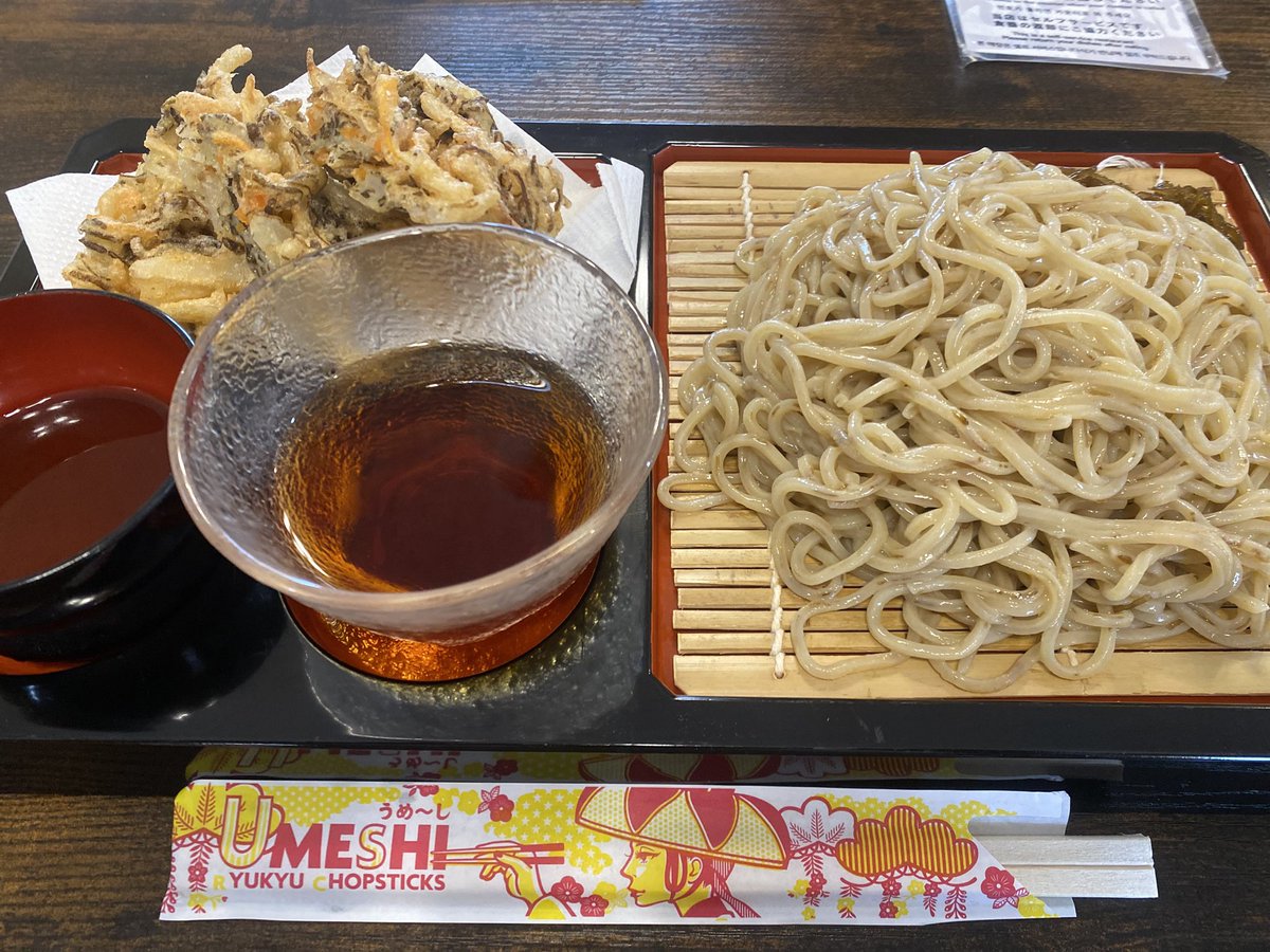 天ぷらそば定食をご注文！🐥 なんと‼️もずくは食べ放題‼️ そばも