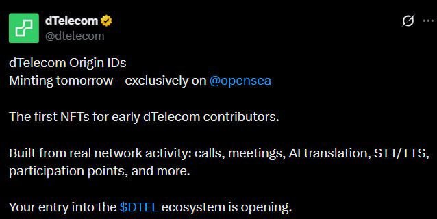 Nirmolnid's tweet photo. dTelecom Origin NFT Minting Today ❤️

#dTelecom https://t.co/lDGcWFq8vQ