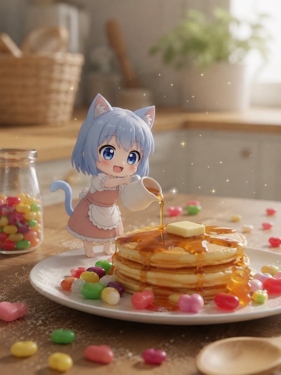 おでかけちびネコちゃん ベージュちび猫ちゃん とってもあまーくなるにゃ🥞🐾 #ちび猫ちゃん
