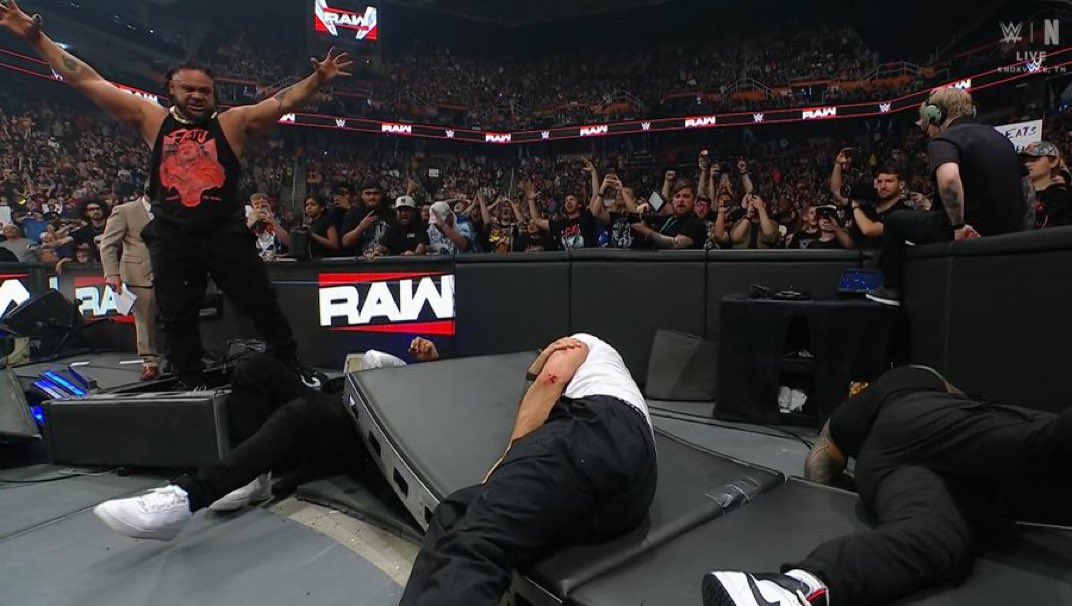 JustAlyxCentral's tweet photo. I feel like WWE is starting to spin its wheels a bit with the Jacob Fatu vs Bloodline storyline.

Every week, Jacob comes out at the end of Monday Night RAW and stands tall over Roman Reigns and The Usos. It’s nice to see Jacob look dominant, but there hasn’t really been much progression in the story itself.

Eventually, it feels like this has to lead to Jacob winning the World Heavyweight Championship or a lot of this starts to feel pointless. I don’t know if Clash in Italy is the moment, but part of me hopes it is.

If they continue this Bloodline drama next week, I really hope they change the formula up a bit. Do something different besides Jacob showing up and destroying everyone in the exact same way every episode. There has to be a more creative way to advance the story without it starting to feel repetitive.
