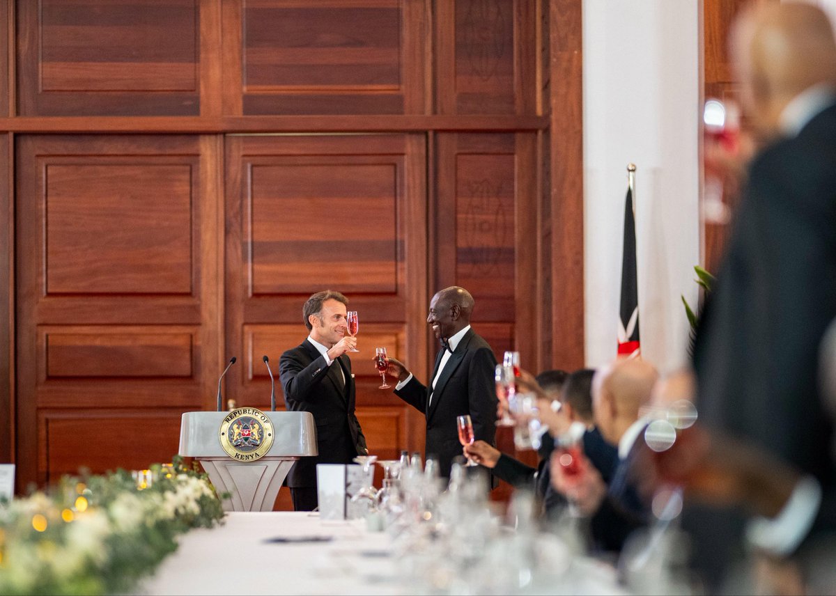 AIHMGTV's tweet photo. @WilliamsRuto President William Ruto yesterday hosted #AfricaForward2026 leaders at a State Banquet, State House Nairobi. Marked by professionalism and diplomatic courtesy, the engagement strengthened Africa–France cooperation based on mutual respect &amp; shared prosperity. Karibuni Kenya. 🇰🇪🇫🇷 https://t.co/JKxDkPDaxr