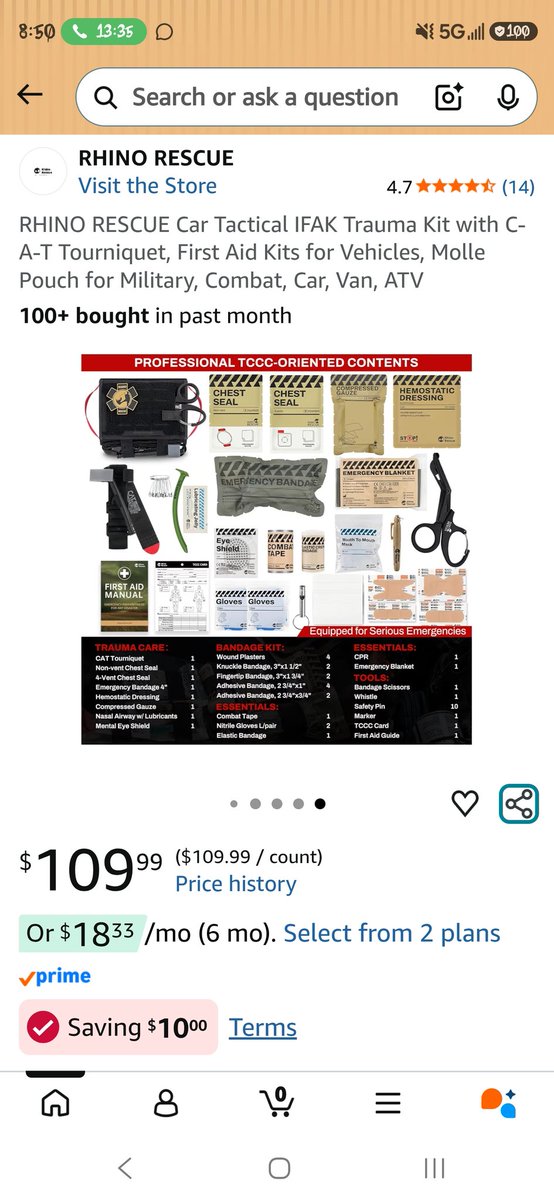 Not everyone carries one and they should. This trauma kit is a decent little kit you can keep setup behind your headrest. Out at the range and shit goes bad, or have an accident, or come across one, it could save yours or someone else's life. $10 off too
a.co/d/0bXUc4YM