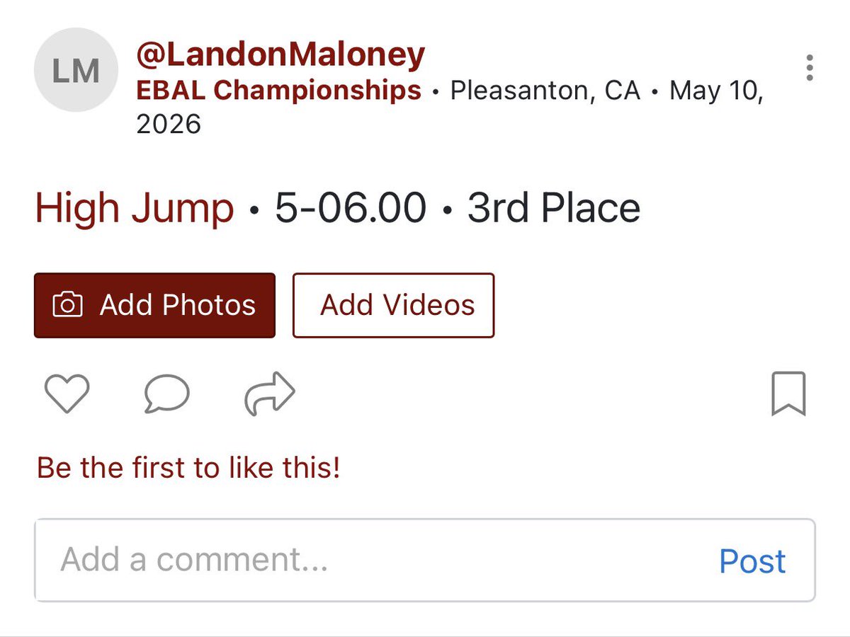 LandonMal0ney's tweet photo. Working on my speed in the offseason. Just finished up my first track season with @SRVTrack. This past weekend at the FS EBAL championships I displayed: 

11.83 100m with -0.1m/s wind
5-6 High jump placing 3rd
6’0 200 OLB/RB
2028
@SRVHSFootball @PGregorian https://t.co/kBPnwd27Q5