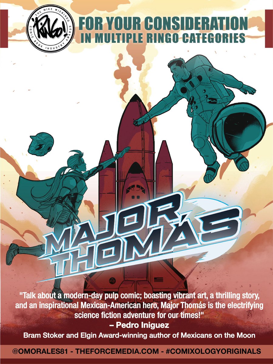 omorales81's tweet photo. Team #MajorThomás would love a nomination for the #RingoAwards! Nominate at https://t.co/IW0hndqoRi. ART: @averagejoeart DESIGN: @GabContrerasR QUOTE: @Pedro__Iniguez PUBLISHER: @comixology @ringoawards #CreatorOwnedComics #LatinxComics #YASciFi 🚀🧑🏽‍🚀🤖👽🐵 https://t.co/THl3Q0zOS3