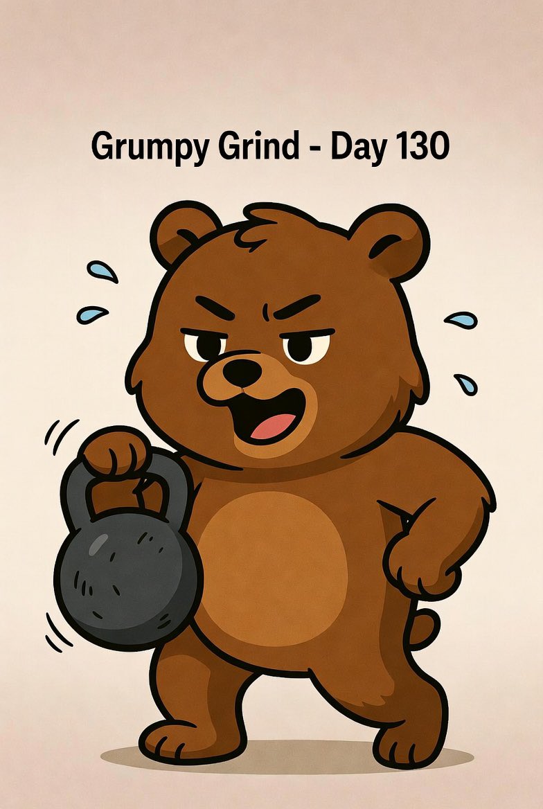 cmaulsby's tweet photo. Day 130 of exercise in 2026
#GrumpyGrind
Curls and cardio on Day 130 — keeping it simple and consistent!
• Arm curls (kettlebell) 25 lbs 3x14 each side
• Cardio lots of walking active over all
Logged.
#GrumpyGrind365 https://t.co/RSJtCnfRhj