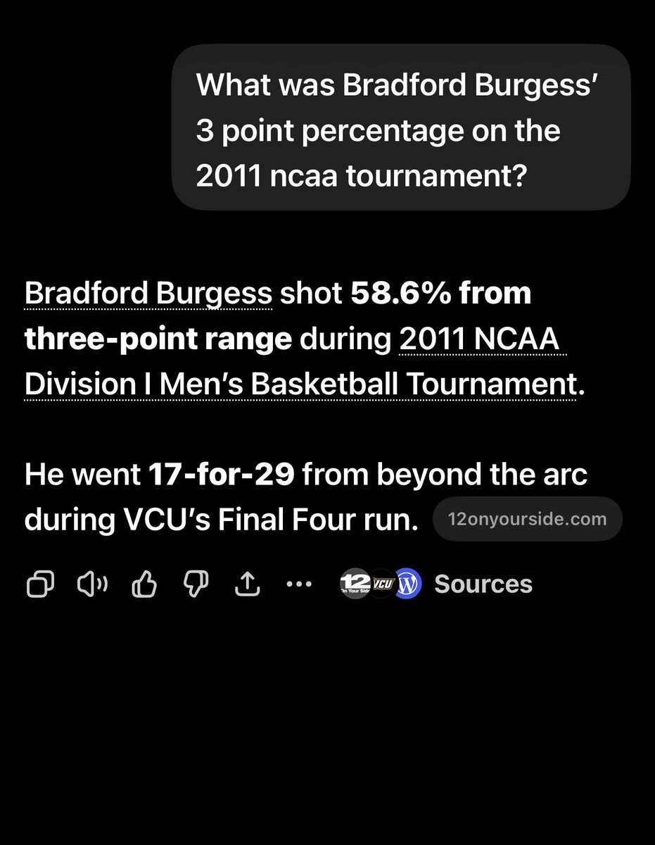 KellyGoRams's tweet photo. Damn that was impressive!!!  Big Shot Brad!  #VCUHOOPS https://t.co/5vfRvmY7nb