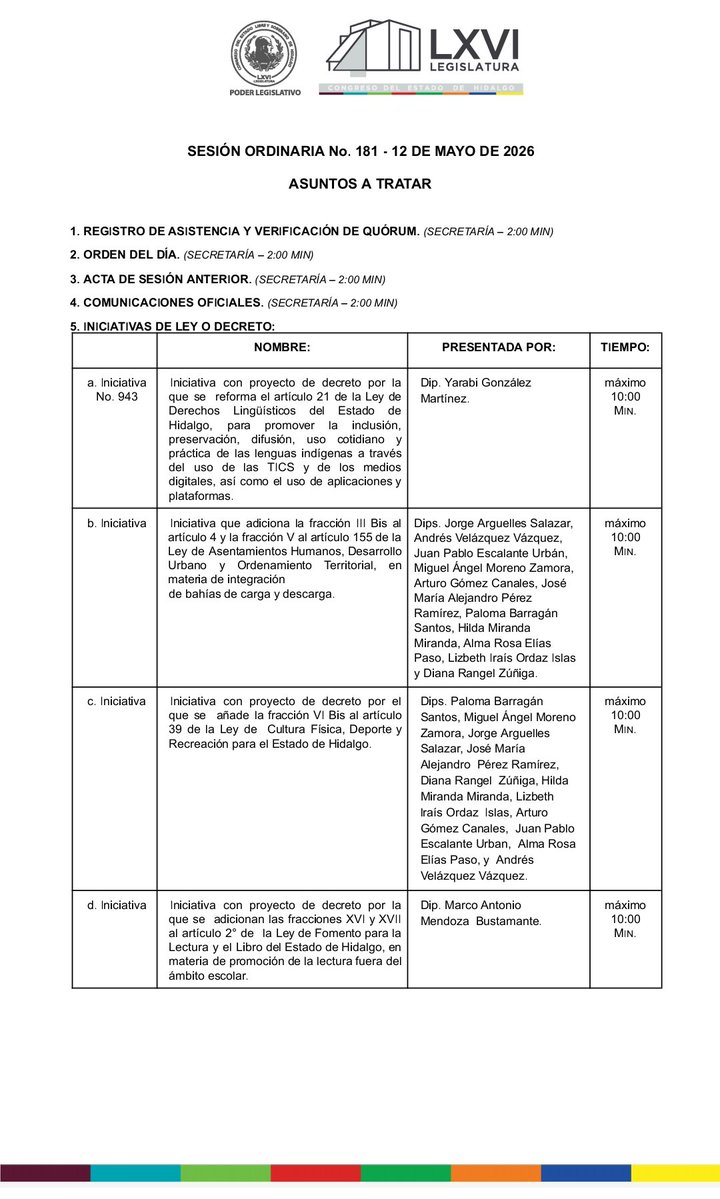 LXVI Legislatura de Hidalgo tweet media