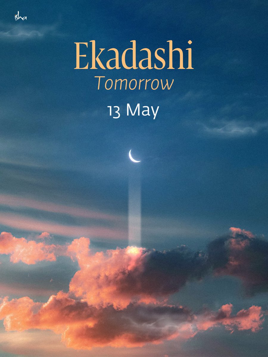 ishafoundation's tweet photo. In the lunar calendar, Ekadashi is observed 11 days after the new moon or the full moon. This day is ideal for fasting. After finishing your dinner tonight, you can fast until the next dinner. Ekadashi is an opportunity to cleanse the system and also make one's engagement with food a more conscious process.