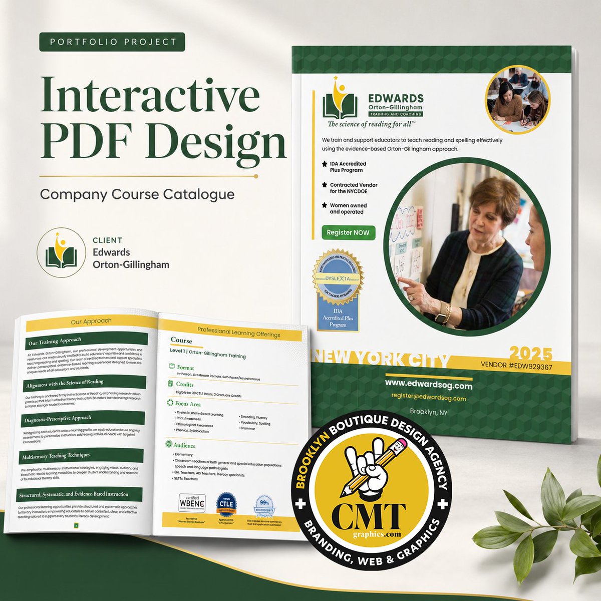 cmtgraphicscom's tweet photo. New portfolio project for Edwards Orton-Gillingham (@ortongillinghamnyc): an interactive company courses catalogue designed with branded layouts, course pages, QR codes, testimonials, and clear registration CTAs.
https://t.co/yNRZkWGjun

#PDF #Design #CatalogueDesign https://t.co/RsKcYvKzAs
