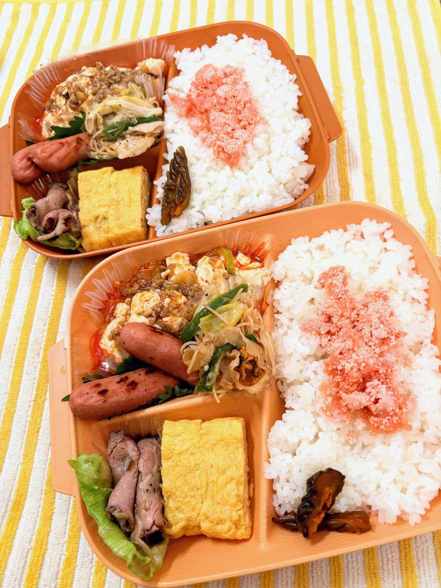 d33acc62b7a445a's tweet photo. こんにちは😊
昨日の夜ごはんの麻婆豆腐でお弁当🍱
辛いもの好きにはもってこいの､辛味と痺れ〜😍　自画自賛😆🤣😆‼️
午後からも頑張ります💪💪
#今日のお弁当🍱
#麻婆豆腐
#だし巻き卵焼
#ビーフン
#ローストビーフ https://t.co/EGlyxhHjGn