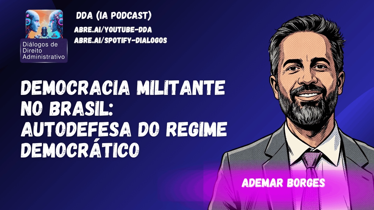 direito's tweet photo. ⚖️ DEFESA DA DEMOCRACIA: DA TEORIA À PRÁTICA

Enquanto o Brasil discute novas estratégias de enfrentamento à criminalidade sistêmica e às ameaças institucionais, o DDA (Ep. #136) traz a fundamentação jurídica necessária para esse debate.

Mergulhamos na obra de Ademar Borges, "Democracia Militante no Brasil". O texto enfrenta o dilema: como o Estado pode se autodefender de quem usa as liberdades democráticas para subverter o regime?

Um diálogo essencial para entender os limites da proteção institucional e o papel das Cortes Superiores em tempos de crise.

🎙️ Assista ao debate completo: https://t.co/y7rO8E5ZDc

📂Assista também no JurisTube:acervo completo com funcionalidades adicionais: https://t.co/DnpaitgO7X

🧵 Curadoria: Prof. Paulo Modesto (Ufba)

#DemocraciaMilitante #EstadoDeDireito #DireitoConstitucional #AdemarBorges #Juristube #DDA