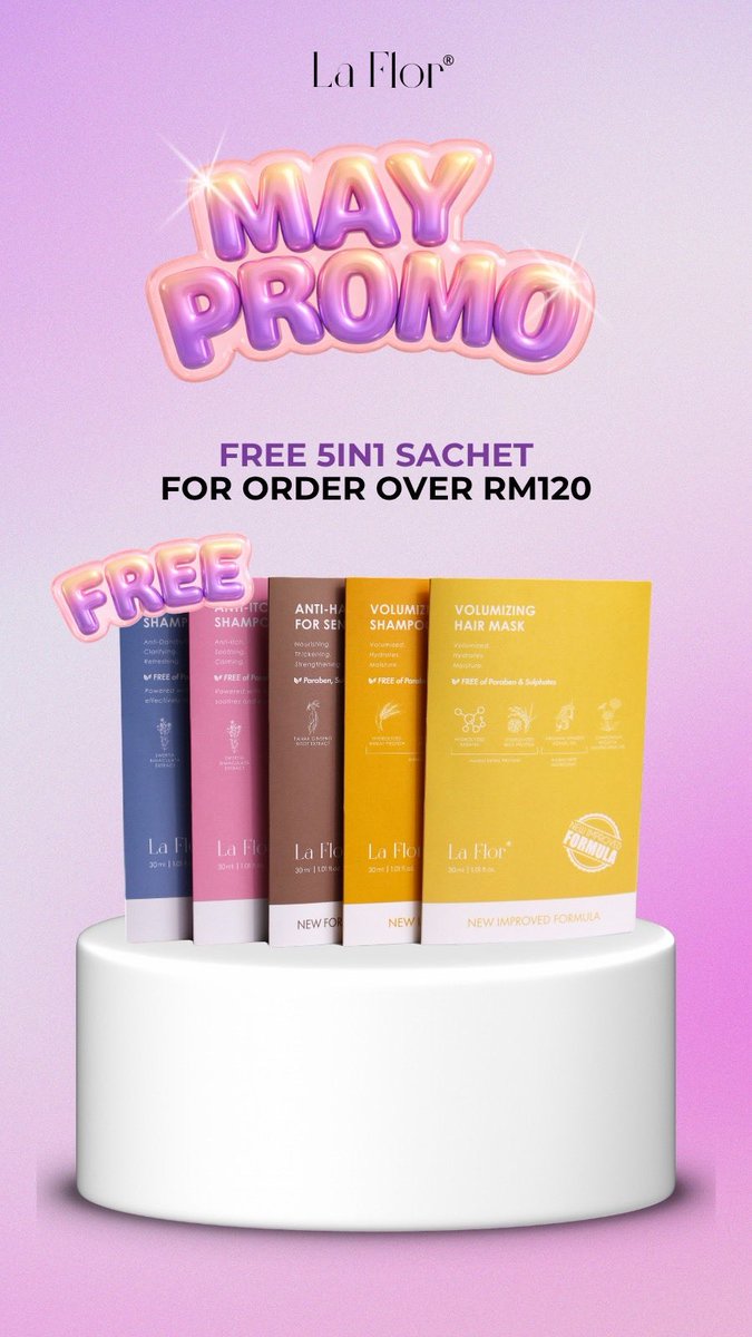 musyiiiii's tweet photo. SALE SAMPAI 13/5 NI JE!!! 🤩

so in love with their haircare set :  shampoo, conditioner &amp; hair mask 😭 rambut rasa lagi lembut, smooth &amp; senang urus lepas setiap kali cuci ✨

🛍️ min spend RM120 = FREE sachet 5 in 1
available dekat TikTok Shop &amp; Shopee 💗 https://t.co/jcXAODQEDz