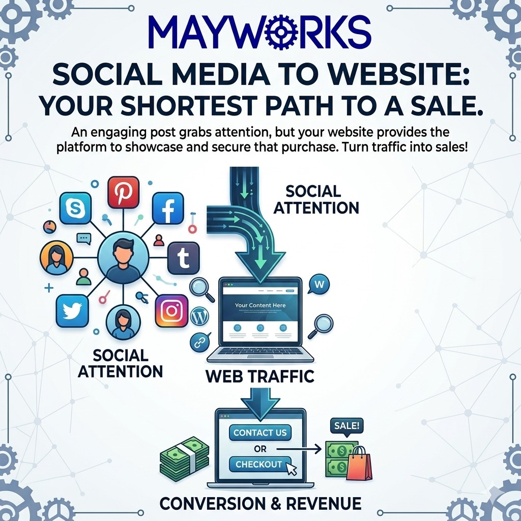 mayworks's tweet photo. Convert social media followers into website visitors is one of the most effective ways to generate sales.

🌐 Learn more at https://t.co/hCi6ASt7eY
📧 Email us: info@mayworks.com 
📞 Call us: (484) 609-1795

#SocialMediaTip #WebTraffic #SalesConversion #BusinessGrowth #mayworks https://t.co/tuypuIFyhg