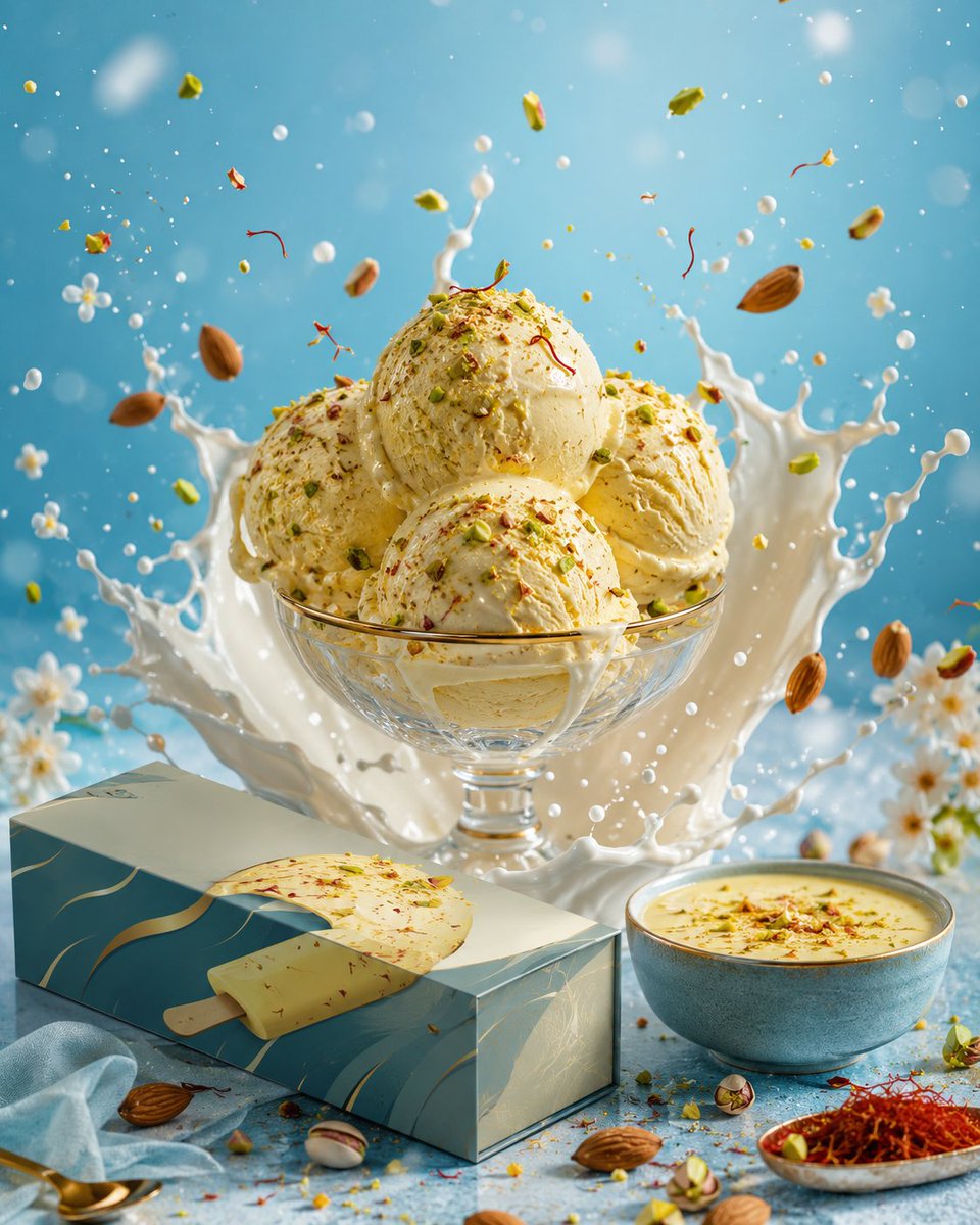 Premium Ice Cream Splash Advertisement