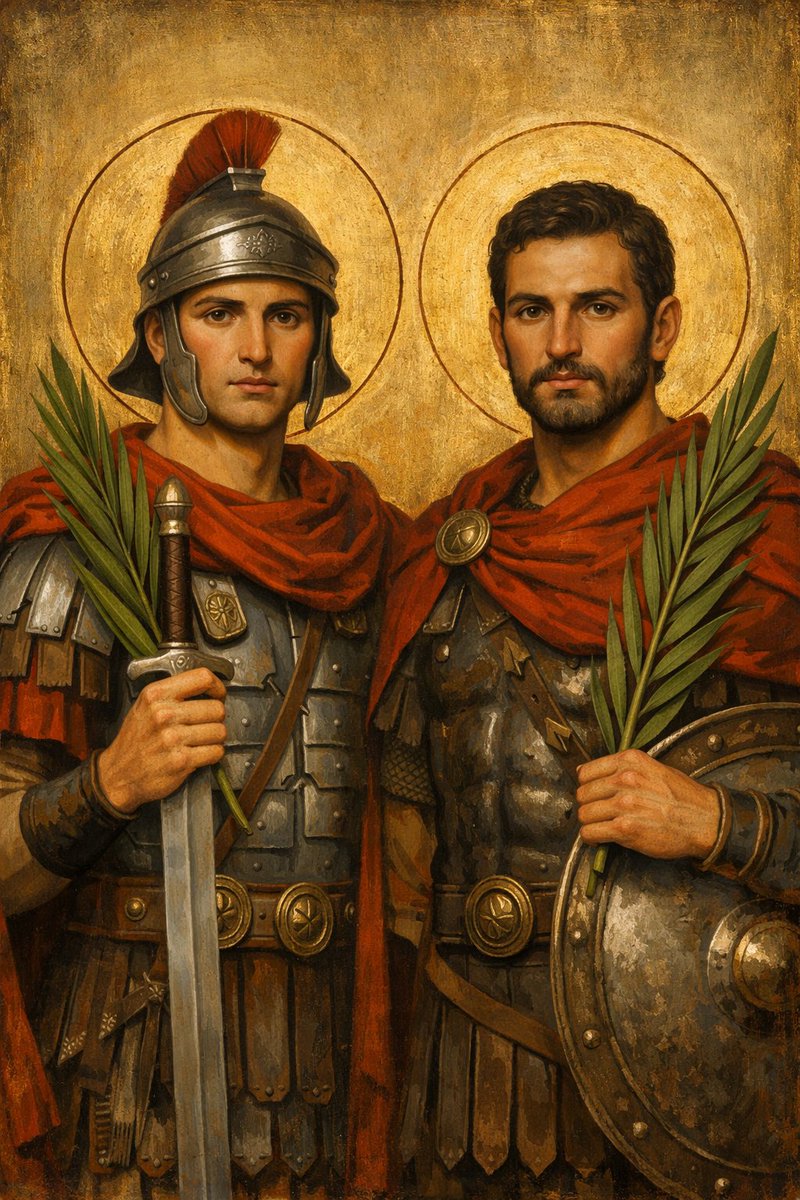 ChristusRexNos's tweet photo. Honramos a los Santos Nereo y Aquileo de Roma el 12 de mayo.
Soldados de la guardia imperial convertidos al cristianismo, abandonaron las armas paganas y sufrieron el martirio bajo Diocleciano por confesar a Cristo con valentía.
#Católico #SantoDelDía #NereoYAquileo https://t.co/kSNZHmLLiT