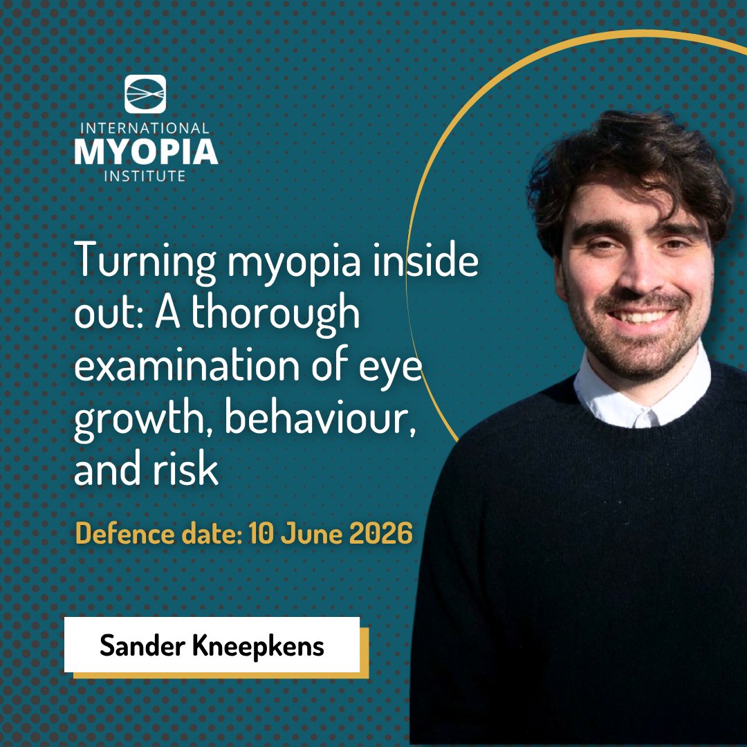 InstituteMyopia's tweet photo. IMI is pleased to support the research of Sander Kneepkens, an ophthalmology registrar and PhD candidate at Erasmus MC, whose doctoral thesis, "Turning myopia inside out: A thorough examination of eye growth, behaviour, and risk," will be defended on 10 June 2026. https://t.co/wPLfT67rNL