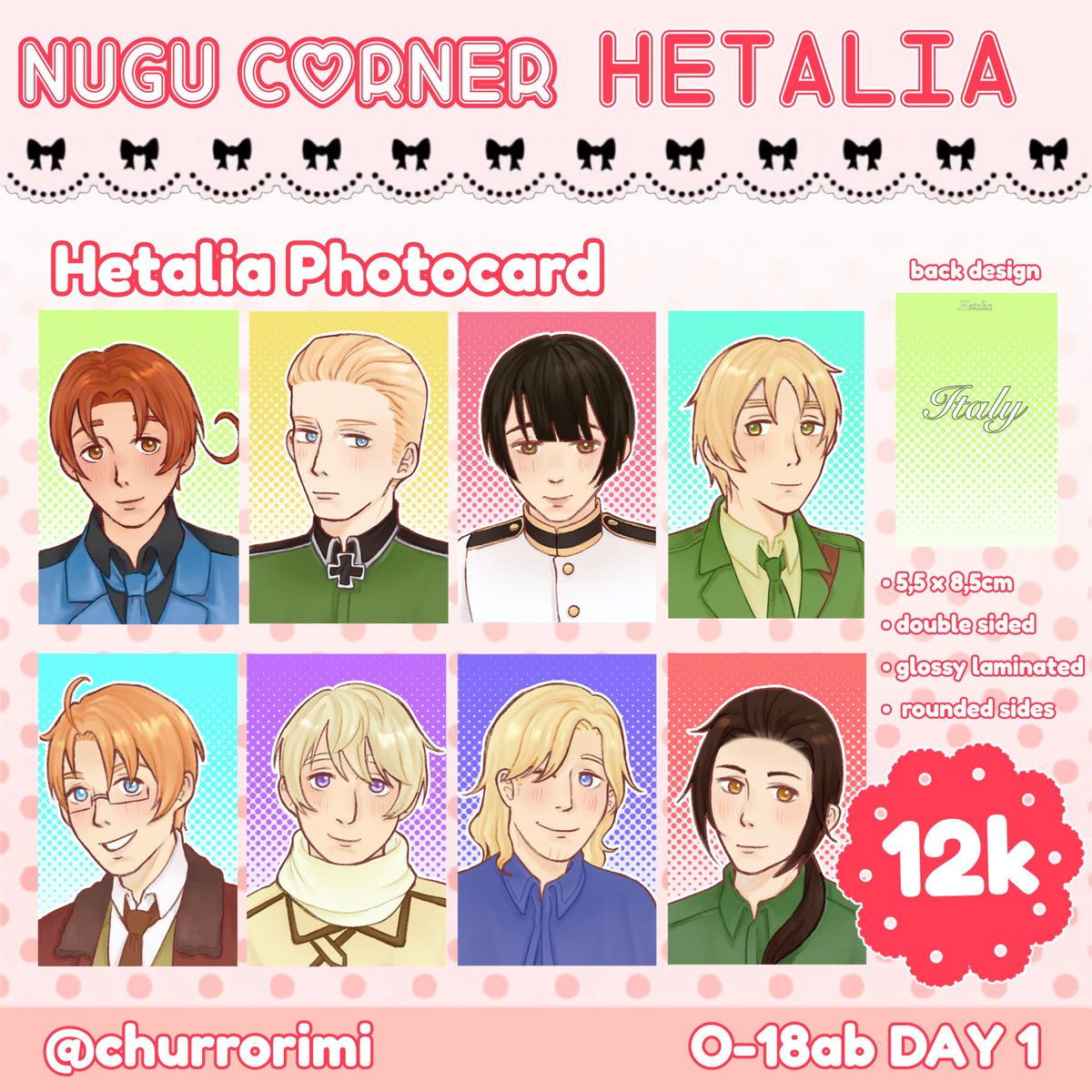 churrorimi's tweet photo. My OTS #cf22catalogue  ♡

Circle: Nugu Corner (O-18ab)
🗓️ Day 1 ONLY
Fandom: Hetalia, Deltarune, Hazbin Hotel, Outlast, and art trades

♥️&amp;🔁 are appreciated!
#cf22 #comifuro22
(1/2) https://t.co/Vkuihq6DH7
