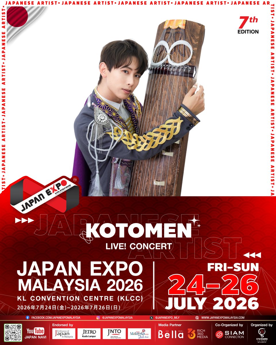 JAPANEXPO_MLY's tweet photo. Experience the captivating sound of "KOTOMEN (コトメン)", redefining traditional Japanese music for a new generation. 🎶✨ Blending the elegance of the koto with modern pop-infused energy at #Japanexpomalaysia2026🌸

@ookawayoshiaki 

 #GYUCREATIVE #siamconnection #alljapanevent https://t.co/esncrVZ8yz