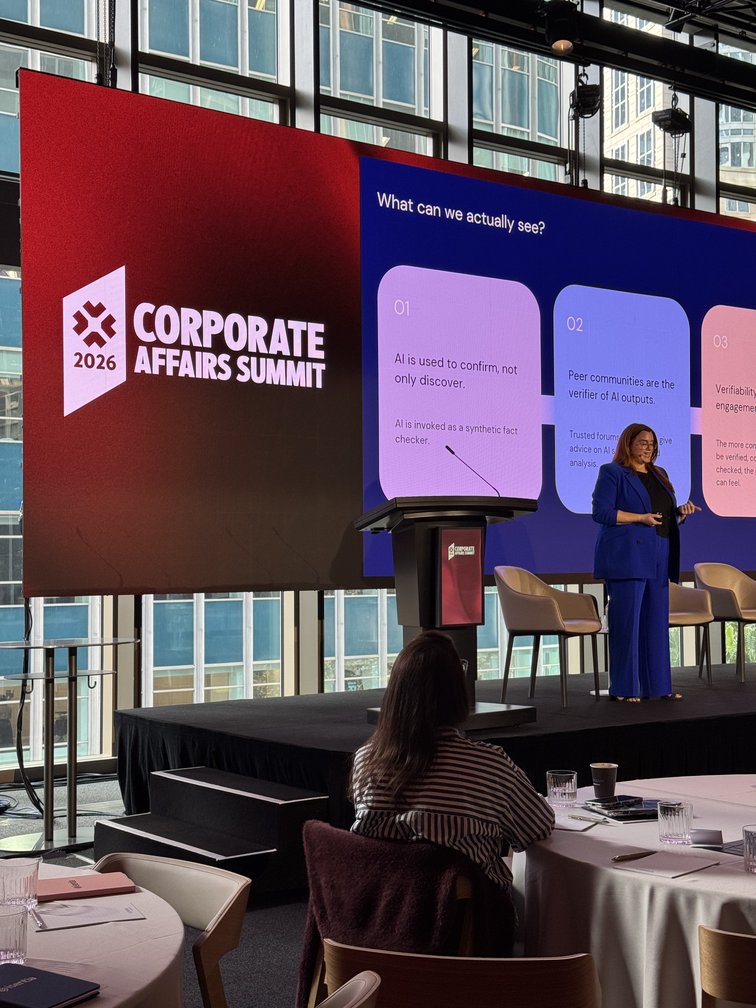 isentia's tweet photo. Ngaire Crawford, our Head of Research &amp; Insights for ANZ, is on stage at the Corporate Affairs Summit in Sydney as she shares some important truths about how AI is changing the way audiences engage with communications. 🚀 

Come chat with us at our booth if you're here! 🏃‍♀️ https://t.co/eo9UgaFchj