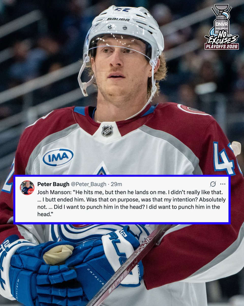 DNVR_Avalanche's tweet photo. "Did I want to punch him in the head? I did want to punch him in the head." 👀

- Josh Manson https://t.co/9kAwpB2CPh