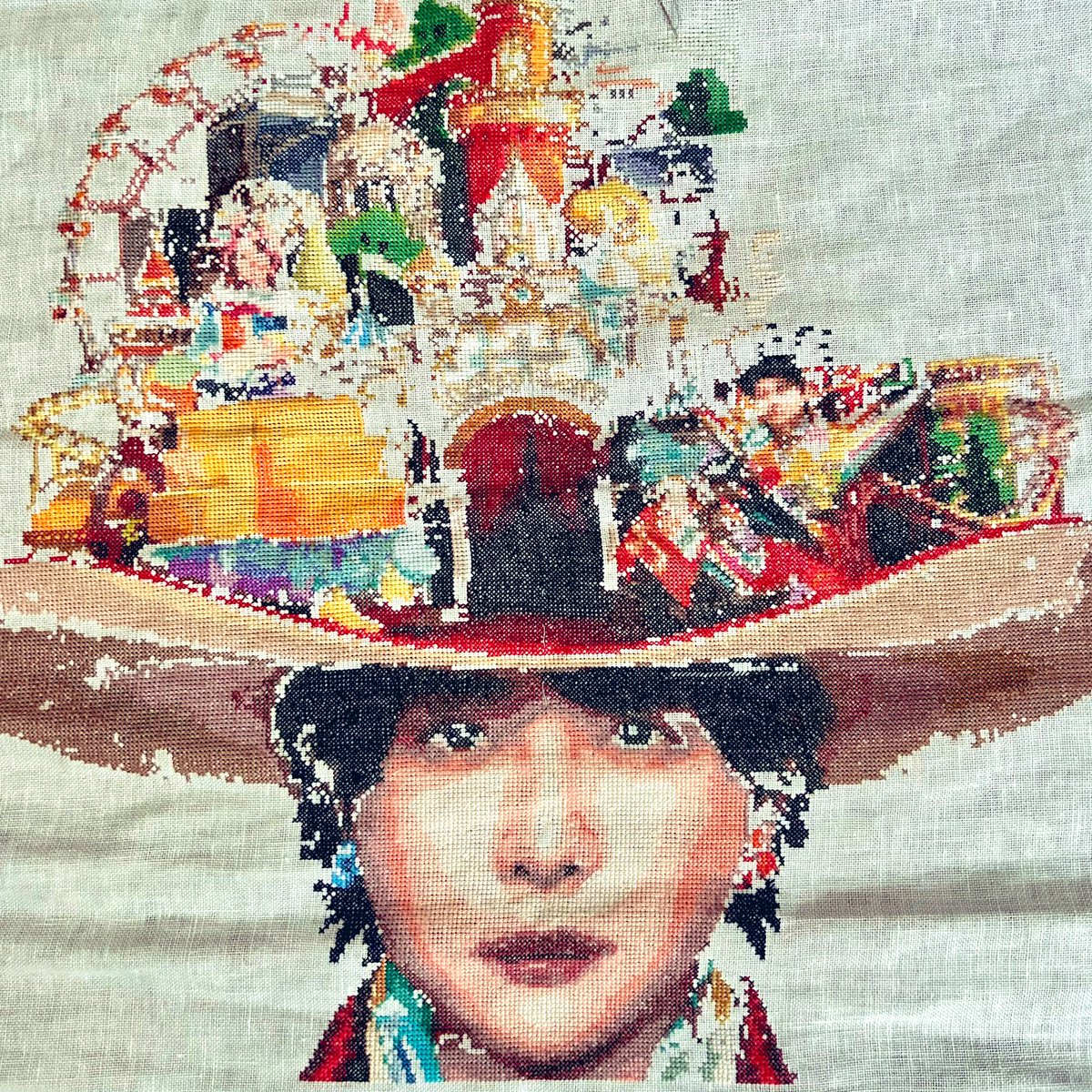 🪡🦔 建物の刺繍楽しいな🏙️🏰🩵 #MrsGREENAPPLE #クロスステッチ #MGA_WM