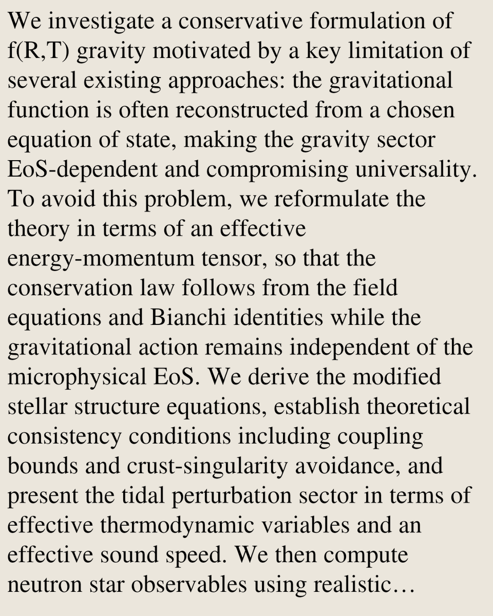RelativityPaper's tweet photo. Neutron stars in a conservative f(R,T) gravity

Ronaldo V. Lobato, Geanderson A. Carvalho, Carlos E. C. Montaña, Jose F. Rodriguez-Ruiz
https://t.co/LaIz0r2chX [𝚐𝚛-𝚚𝚌 𝚊𝚜𝚝𝚛𝚘-𝚙𝚑.𝙷𝙴 𝚊𝚜𝚝𝚛𝚘-𝚙𝚑.𝚂𝚁] https://t.co/h0rqNidNeH