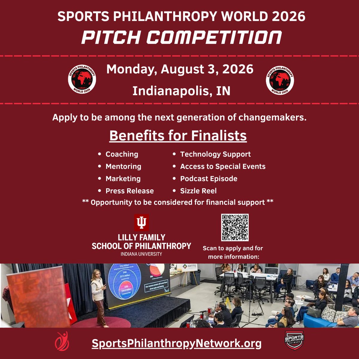 SportsPhilanNet's tweet photo. Love seeing applications coming in for our Sports Philanthropy Network Pitch Competition which will be held as part of the Sports Philanthropy World Conference in Indianapolis, August 3rd to 5th.

Do you know nonprofits that have developed a great model which is scalable and are seeking to pitch their organization to a high-level panel of judges?

Take a look at the details here and encourage your favorite organization to apply!

https://t.co/gHQdv0ZUft
*Application form is available on this page

#SportsPhilanthropyNetwork
#sportsphilanthropyworld
#Philanthropy
#SportsPhilanthropy
#funding
#PitchCompetition
