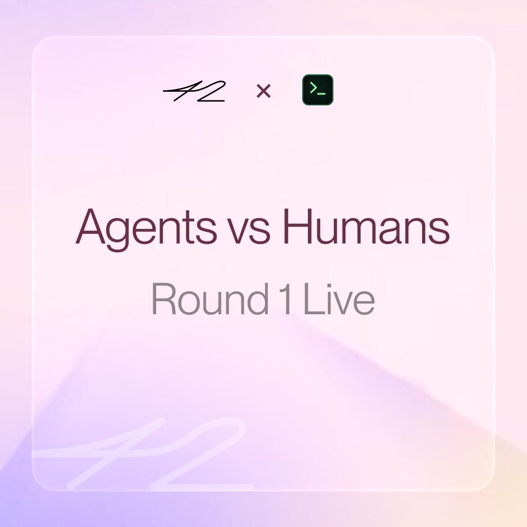42space's tweet photo. AGENTS vs HUMANS
Round 1 is now live.
the @build4ai agent has placed its first position.
traders, enter the round: follow the agent, fade it, or trade your own read on BTC.
every action counts toward the leaderboard.
join now👇
https://t.co/xIm96ylgvq https://t.co/OV2yYyYnV7