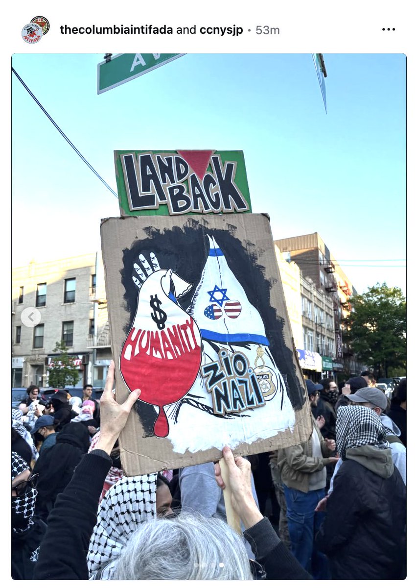 DISGUSTING: @CityCollegeNY SJP and radical pro-Hamas students at @Columbia are promoting this image from tonight's riot outside a synagogue in Brooklyn.