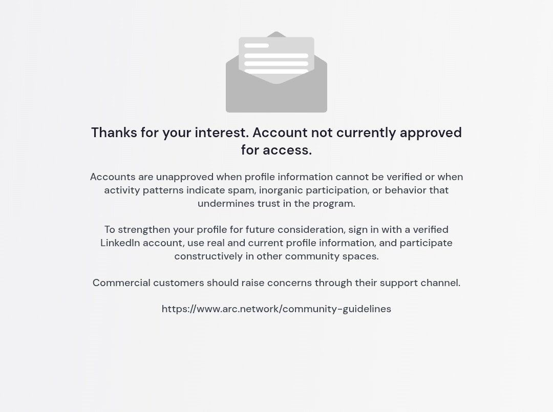 CryptoMobin11's tweet photo. Hello @arc Team 

I was not active on the ARC website because I had health issues. Today when I checked my account, it was showing that the account is not currently approved for access. 

Pls Solve Issue Team 👀 https://t.co/dJpMH4o7yY