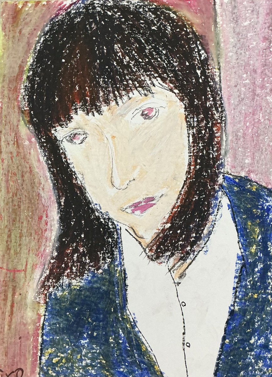 絵描きhiro C「ハッピーサッド」 artist) hiro C (tittle) 25 (size) 270×380mm (paints)crayon on
