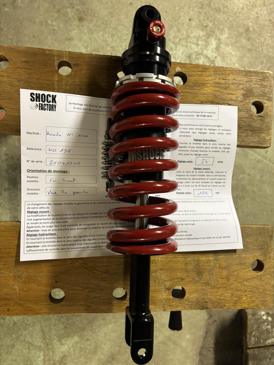 neverexplain61's tweet photo. Demain, changement de l’amortisseur de 💩 d’origine sur la #NT1100 par un #ShockFactory 😊✌🏻🏍️ https://t.co/eT6keEwQUD