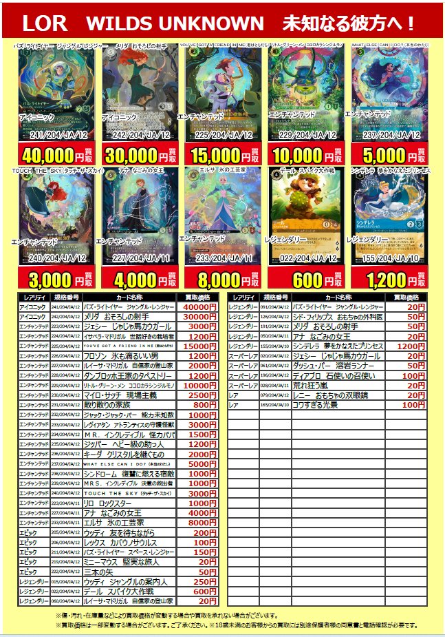 🔥トレカ買取価格情報🔥 5/8(金)発売 #ディズニーロルカナTCG