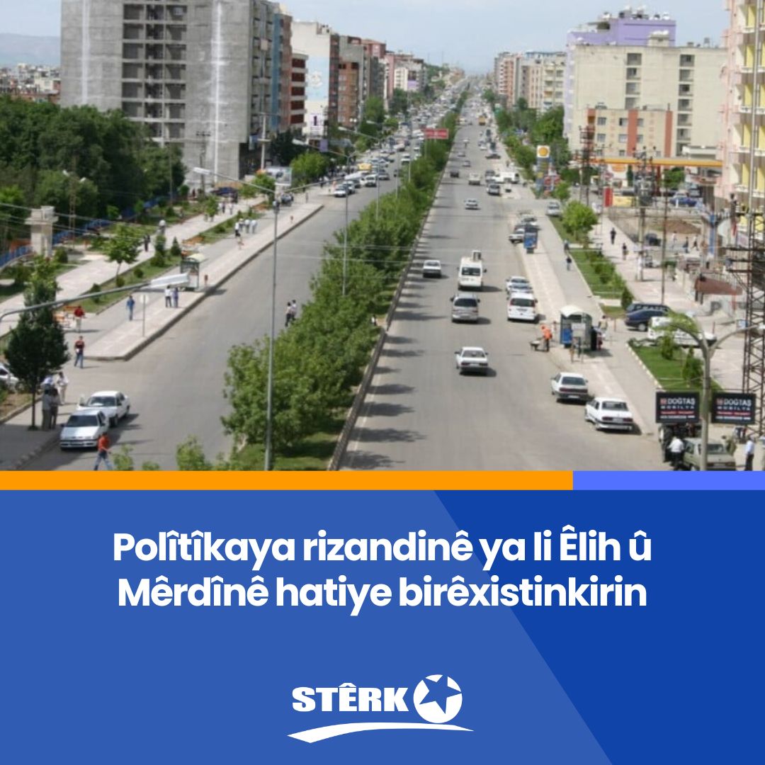 sterktv2026's tweet photo. 🚩Polîtîkayên rizandinê, weke bajarên din ên Kurdistanê ji bo Êlih û Mêrdînê jî derbasdar in. Divê em van polîtîkayên şerê taybet ên li ser ciwanên Kurd tên meşandin weke hewkeke rizandina civakî jî binirxînin.
#ŞereTaybet #JiRizandinaCivakeReNa #Merdin #Elih https://t.co/oTsuHSj2hM