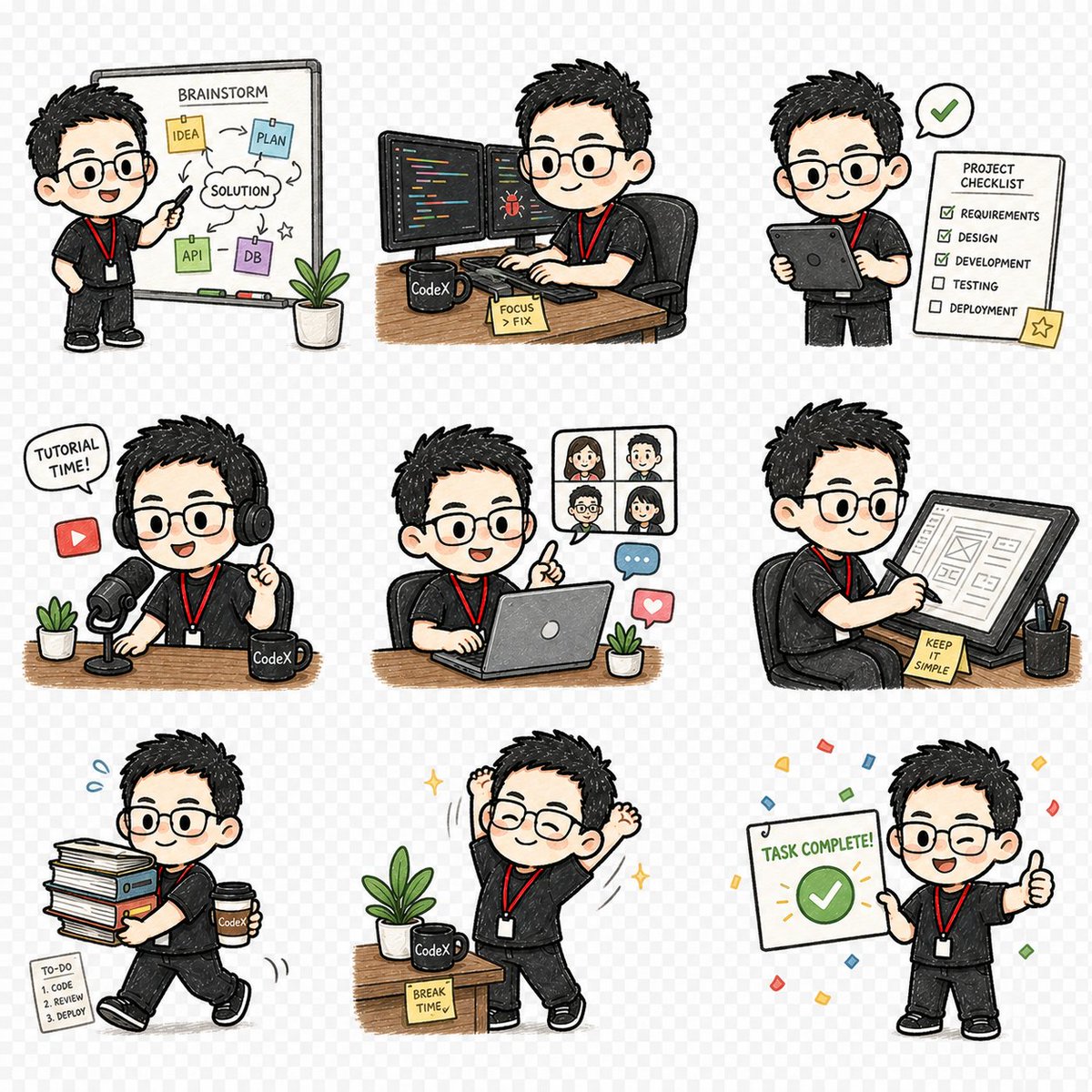 Chris1993Coding's tweet photo. 最近越来越觉得，自媒体人和独立开发者都该有一个自己的卡通形象。
用 ChatGPT Image 就能快速做出来。
可以当头像，也可以做文章插图、产品介绍图、教程封面。
内容会被刷走，但一个稳定的形象，会慢慢被记住。 https://t.co/a0orD6BIJI