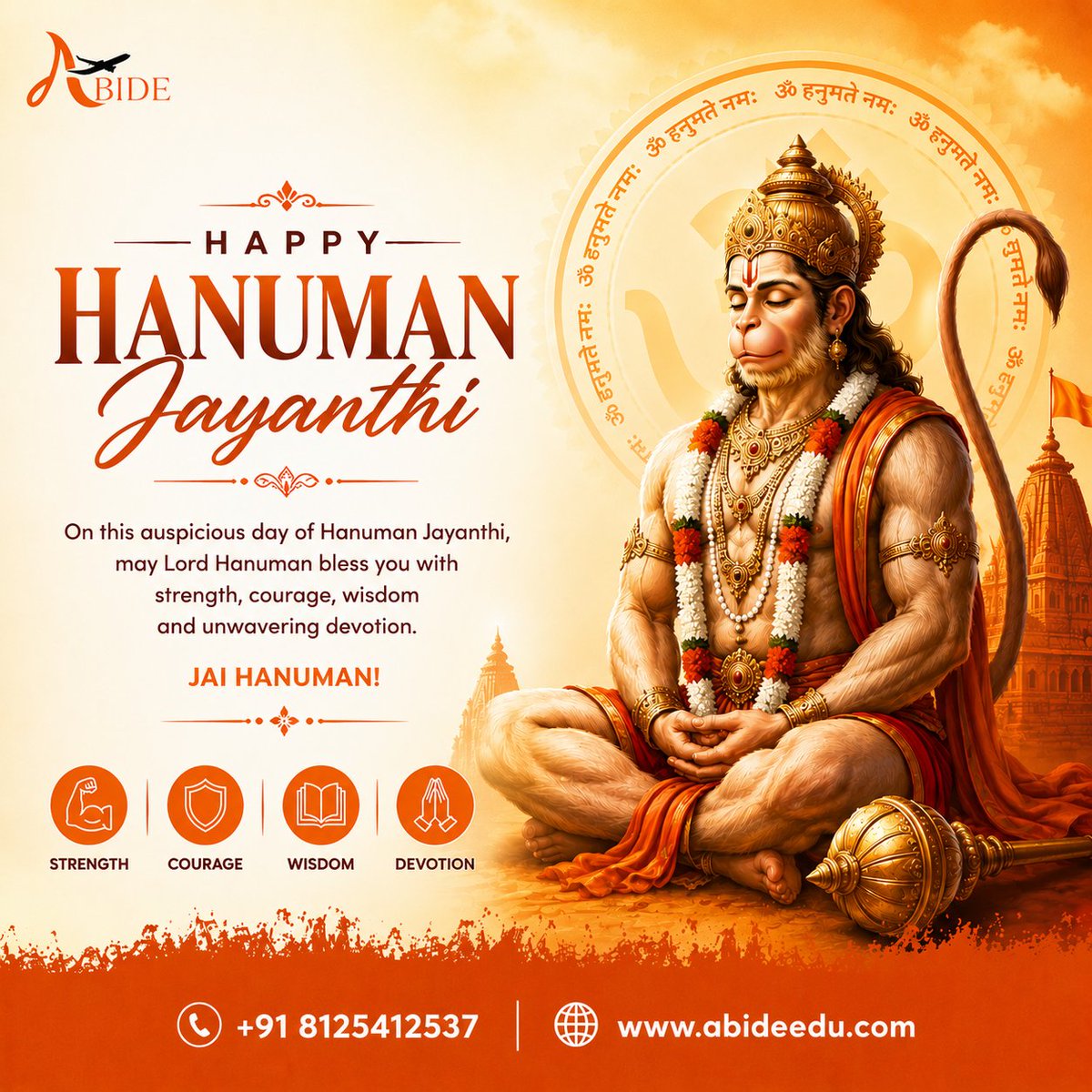 bdmabide's tweet photo. Wishing you and your family a blessed Hanuman Jayanti. May Lord Hanuman inspire courage, confidence, and determination to achieve greater heights in life and education. 🙏✨
For more information check out @AbideEdu
#HappyHanumanJayanti #JaiHanuman #HanumanBlessings #StudyAbroad https://t.co/1lcE6nRHxV