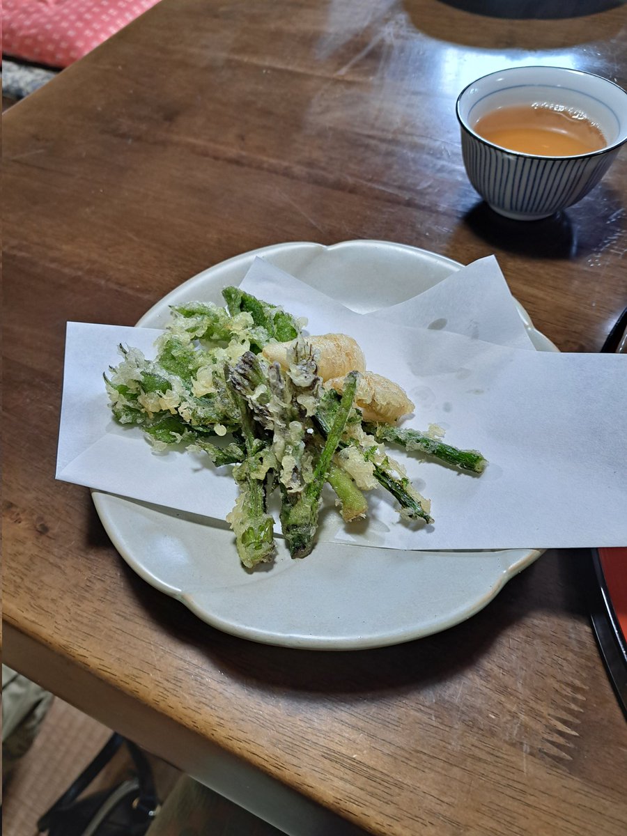 kuma_sdr's tweet photo. お久しぶりのツイート。3月末日で勤めてい会社を退職し、4月から新しい会社で働いております。まだまだ慣れないけど頑張って働きます‼️画像はこの前食べに行った山菜料理。これに筍ご飯と素麺が付いていて美味しかったです✌️ https://t.co/vN4pZv00Lo