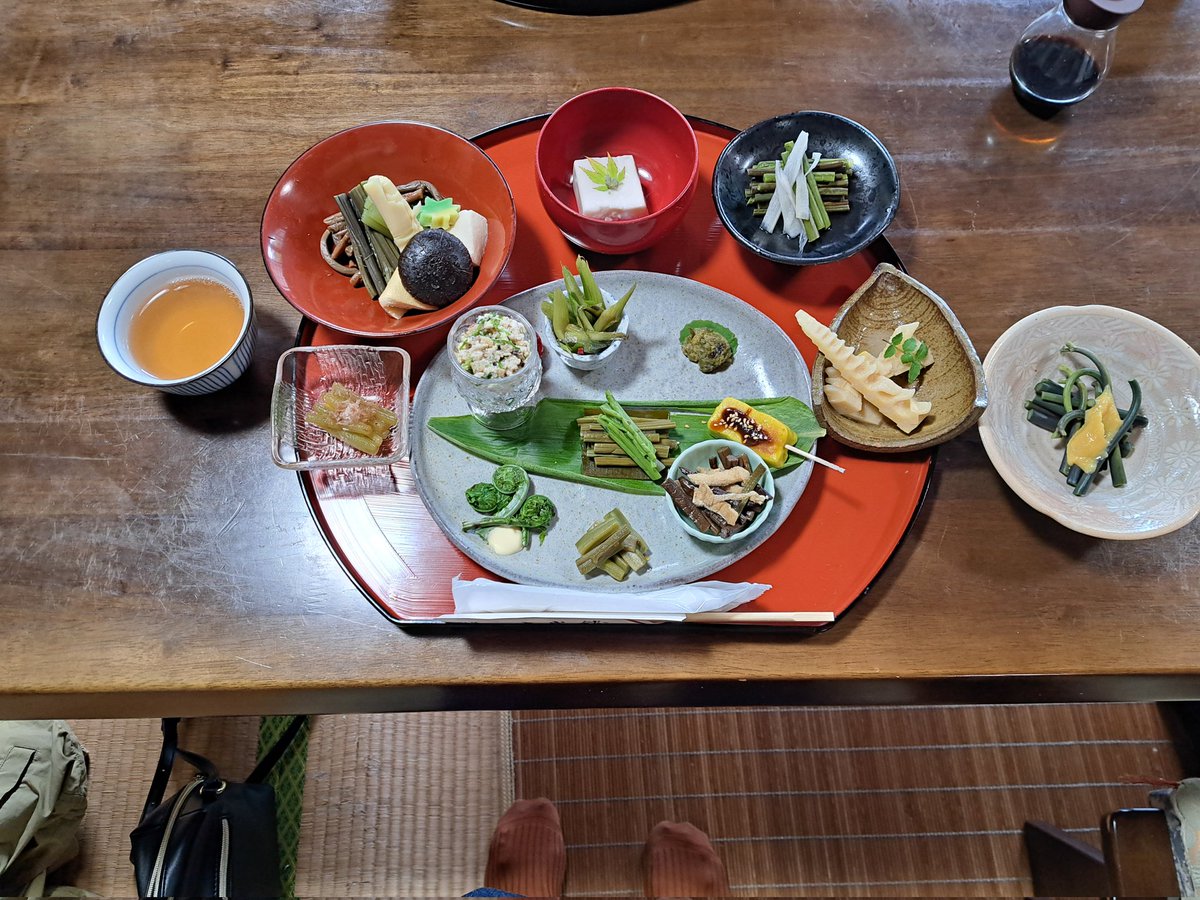 kuma_sdr's tweet photo. お久しぶりのツイート。3月末日で勤めてい会社を退職し、4月から新しい会社で働いております。まだまだ慣れないけど頑張って働きます‼️画像はこの前食べに行った山菜料理。これに筍ご飯と素麺が付いていて美味しかったです✌️ https://t.co/vN4pZv00Lo