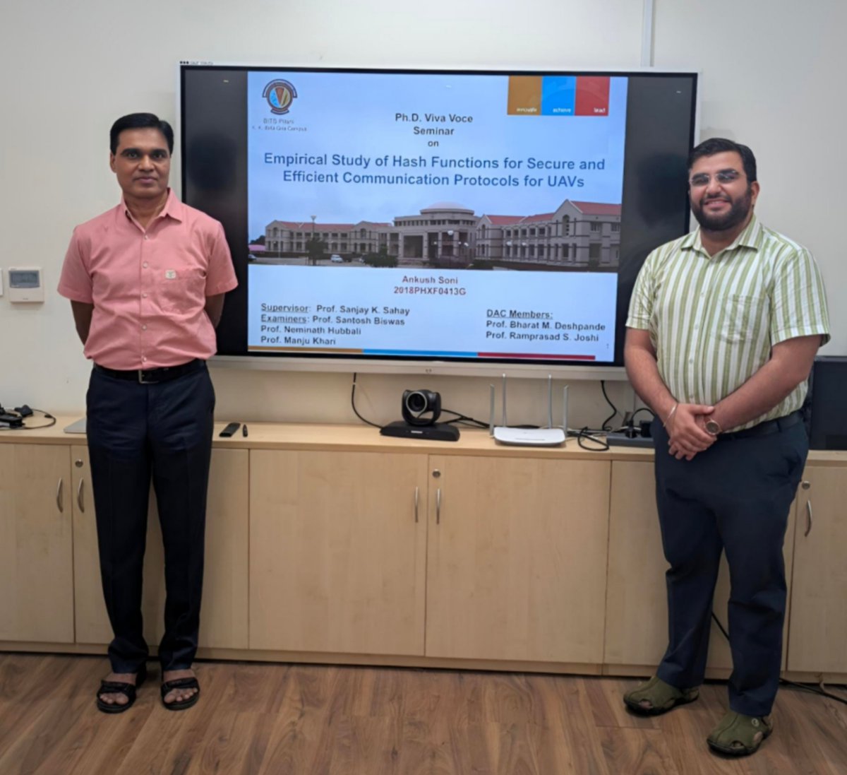 S_K_Sahay's tweet photo. Today my 7th student Dr. Ankush Soni successfully defended his Ph.D thesis titled "Empirical Study of Hash Functions for Secure and Efficient Communication Protocols for UAVs" https://t.co/S7q6A95Cem