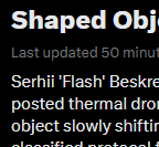 The object is called flash 

Should be UFO 

Ukrainian Flash Object