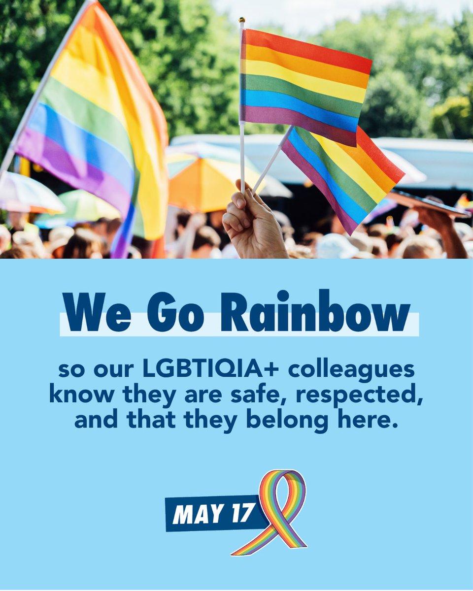 AEMO_Energy's tweet photo. Today on #IDAHOBIT, we stand against discrimination and celebrate inclusion for LGBTIQIA+ people everywhere.
At AEMO, we Go Rainbow so our LGBTIQIA+ colleagues know they are safe, respected and belong here. 🌈🏳️🌈
#GoRainbow #Inclusion https://t.co/EbzHNdFL8b