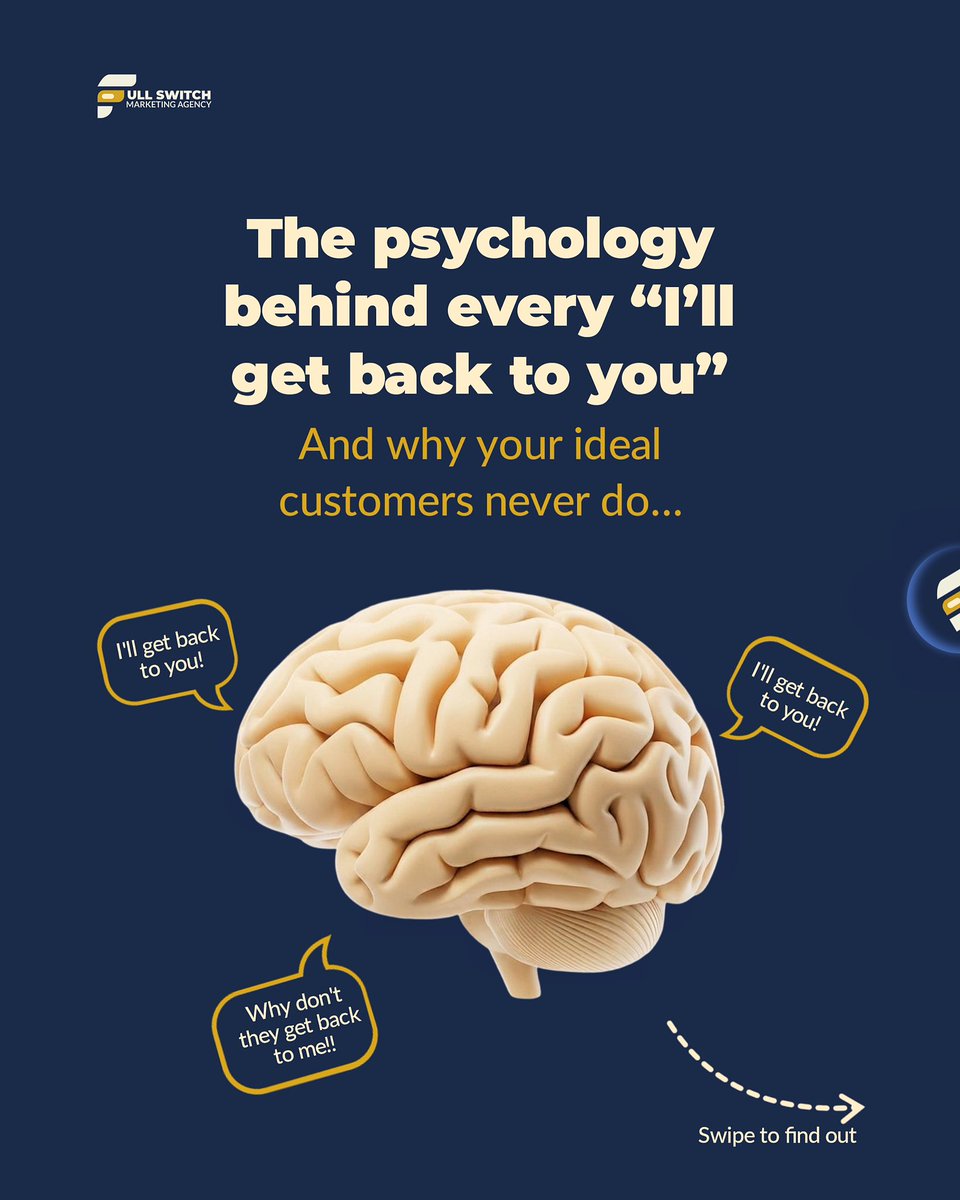 wearefullswitch's tweet photo. Dear business owner,
Do you often wonder why "I’ll get back to you" is the most frequent response you get from customers?
To move a prospect from "maybe" to "yes," you must create a sense of connection.
Swipe through, you might need to check this out.
#FullSwitchAgency https://t.co/IKVbrzPBdZ