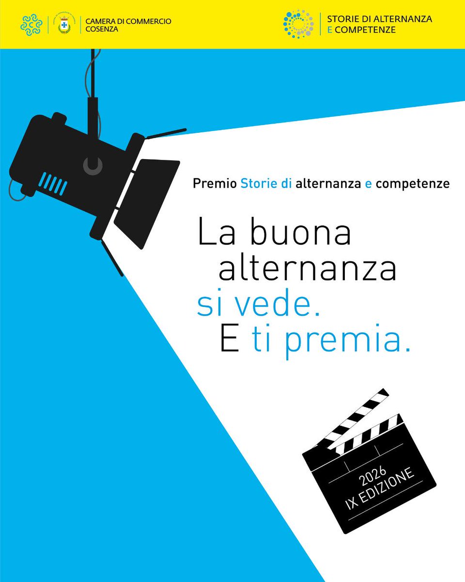 CameraCosenza's tweet photo. ⭐Partecipa alla IX edizione del Premio “Storie di alternanza e competenze 2026”

Il Premio valorizza i migliori percorsi formativi realizzati nei settori come digitale, IA, moda, ecc.
Iscrizioni aperte dal 20 aprile al 10 ottobre 2026

👉Candidature su: https://t.co/YJ0k1UAyil https://t.co/fYGffwBM0H