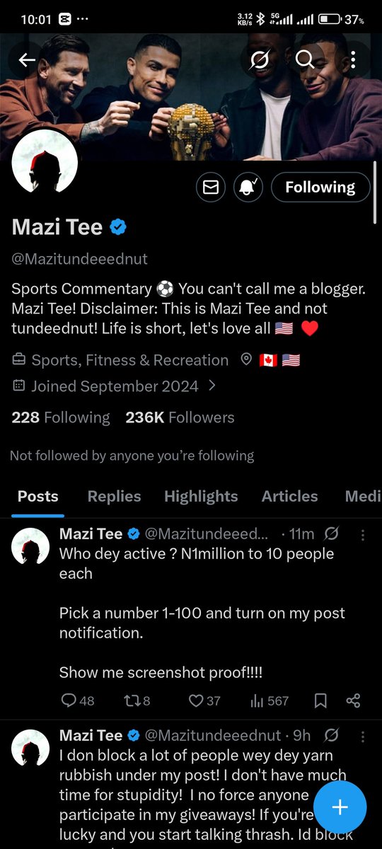 kingNFT12's tweet photo. @Mazitundeeednut Done ✅ abeg make me sef win something 🙏 https://t.co/aHfINiRKdd